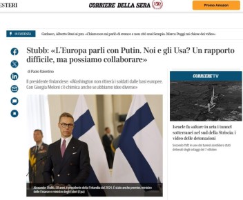 «Пришло время начать говорить с Россией», — Стубб в интервью Corriere della Sera заявил, что Европе пора вылезти из-под стола переговоров