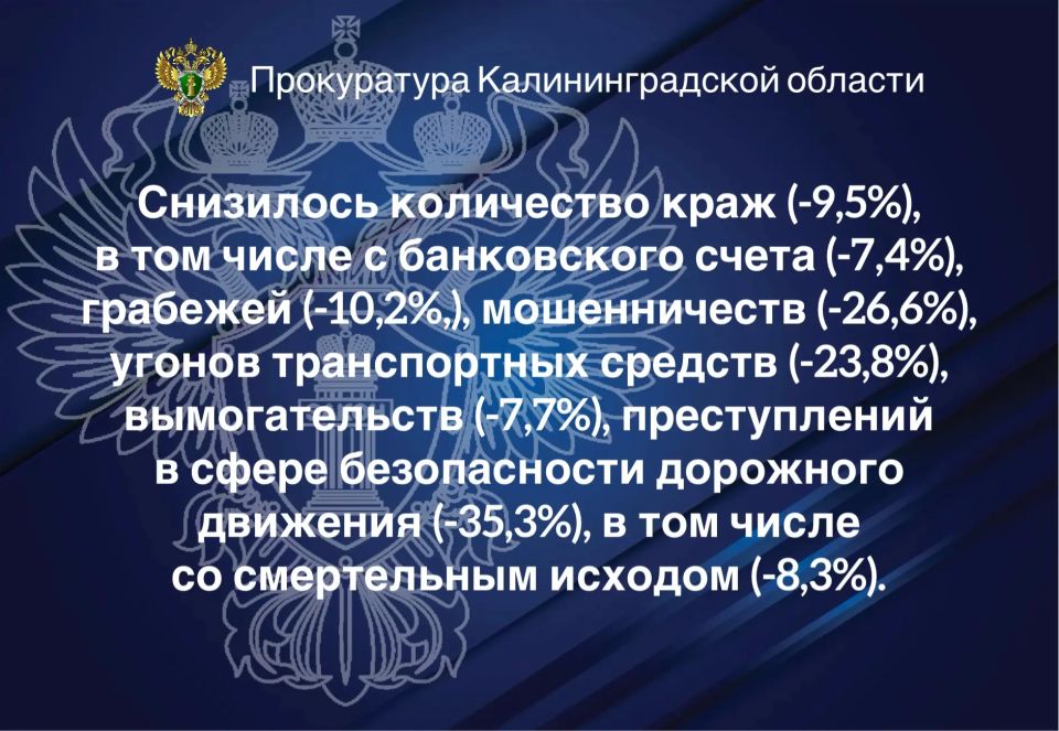 О состоянии преступности на территории Калининградской области за 5 месяцев 2026 года О состоянии преступности на территории Калининградской области за 5 месяцев 2026 года