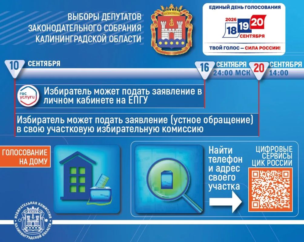 Опубликован календарный план мероприятий по подготовке и проведению выборов депутатов Законодательного Собрания Калининградской области восьмого созыва Опубликован календарный план мероприятий по подготовке и проведению выборов депутатов Законодательного Собрания Калининградской области восьмого созыва