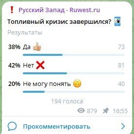 Опрос*: только 26% считают топливный кризис завершённым Опрос*: только 26% считают топливный кризис завершённым