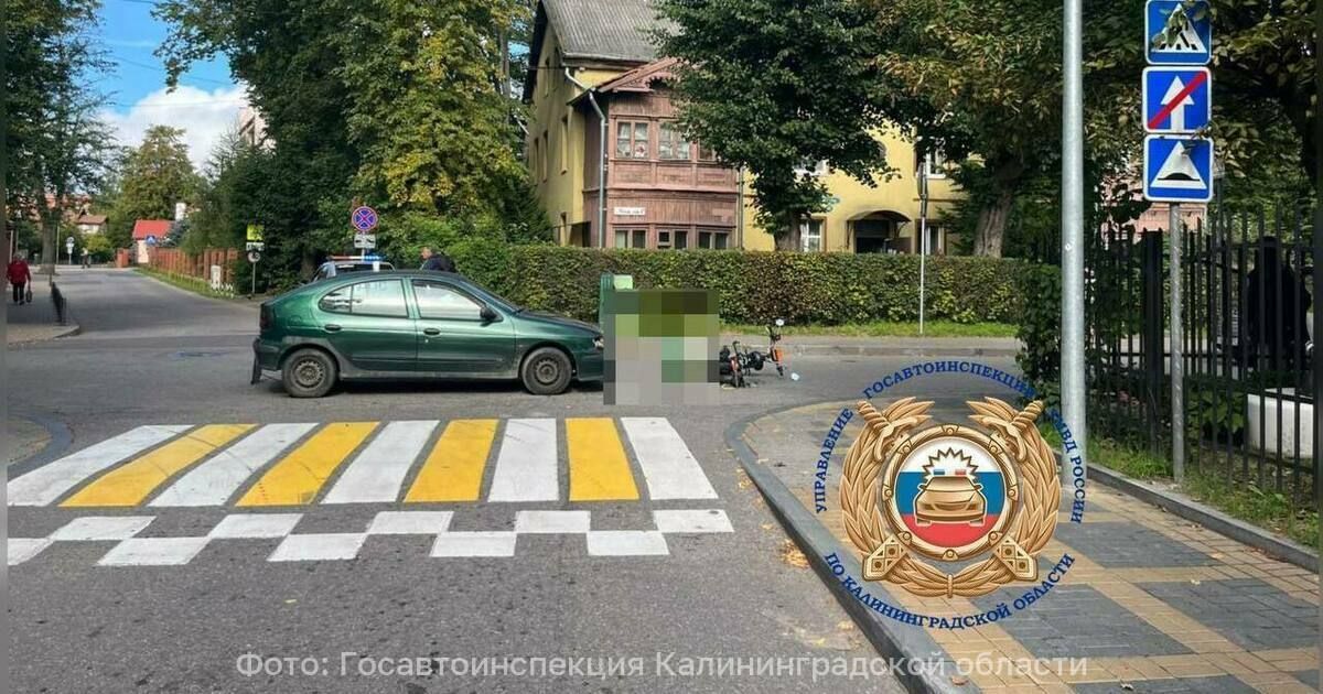 В Зеленоградске 29-летний самокатчик решил проскочить перекрёсток и оказался под колёсами Renault