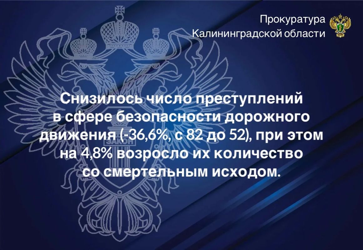 О состоянии преступности на территории Калининградской области за 8 месяцев 2026 года О состоянии преступности на территории Калининградской области за 8 месяцев 2026 года