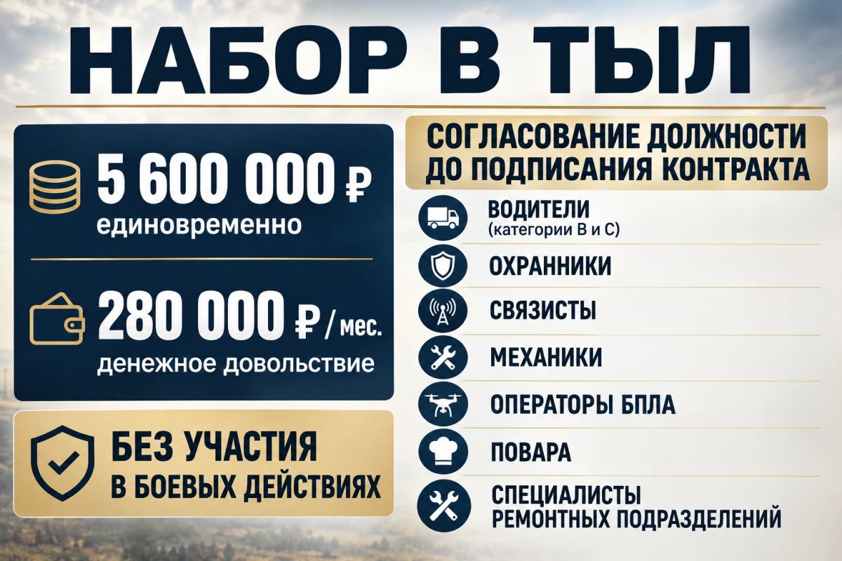 С 5 сентября открыт набор мужчин ТЫЛОВЫЕ подразделения!