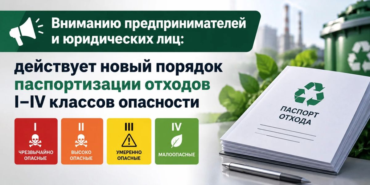 Вниманию предпринимателей и юридических лиц: действует новый порядок паспортизации отходов I–IV классов опасности