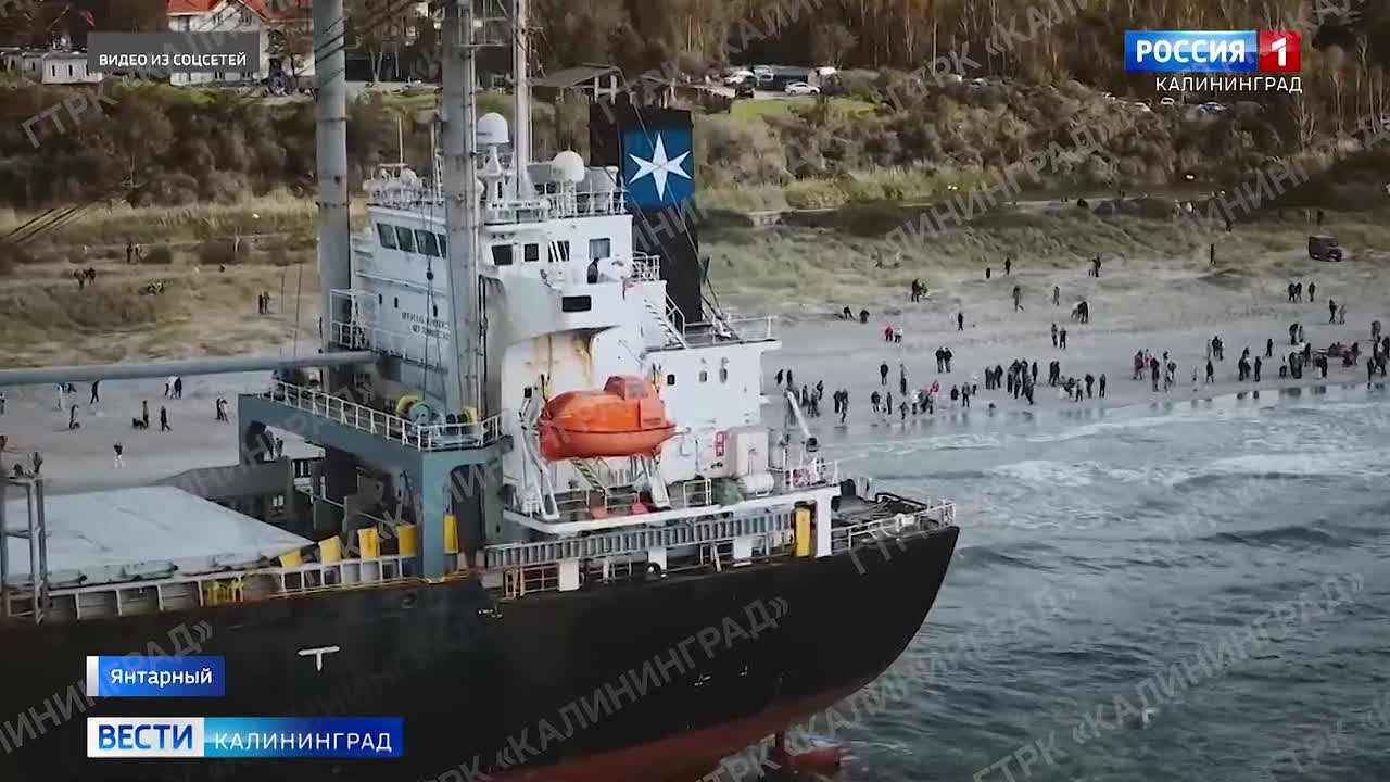 Федеральные власти создают рабочую группу, чтобы решить вопрос с сухогрузом, севшим на мель в Балтийском море, у берега Янтарного